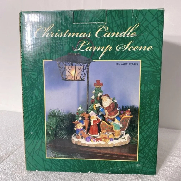 Vintage Christmas Candle Lamp Scene Santa Sleigh Toys  Kids Festive Decor - Picture 10 of 16